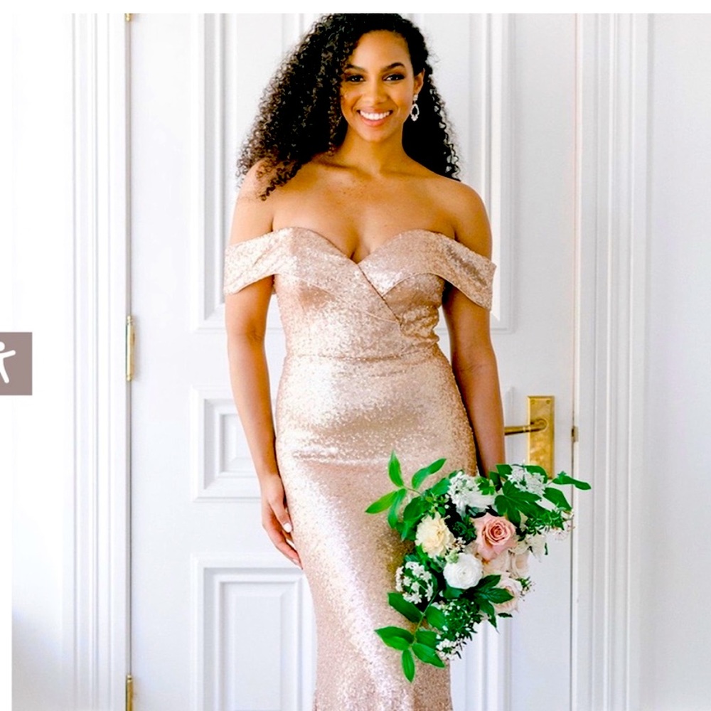 Champagne gold sequin Bardo dress 12 petite